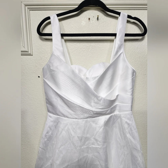 Lulus Modern Affection White Taffeta Pleated Sleeveless Maxi Dress Wedding - Picture 8 of 10